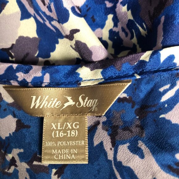 White Stag Blouse Womens Size XL 16-18 Blue Lavender Floral Lightweight Top - Picture 5 of 6